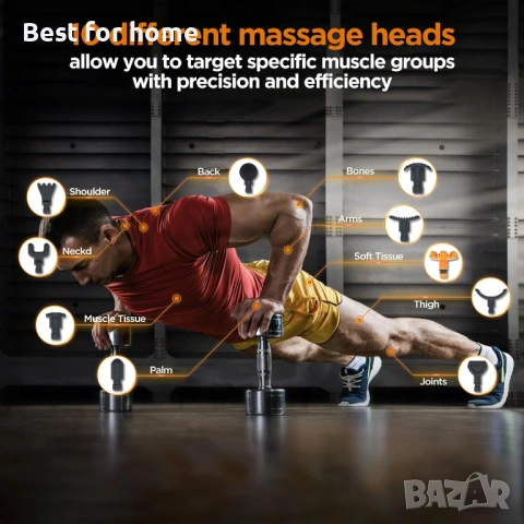 Масажиращ пистолет за дълбоко тъканно масажиране, преносимо устройство за мускулен масаж , снимка 6 - Масажори - 54161382