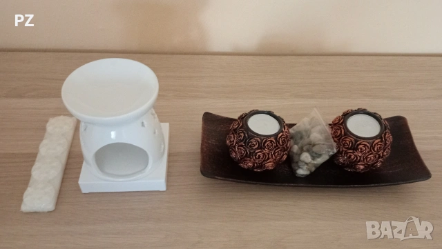 Арома лампа с восък и поставка със свещи , снимка 2 - Декорация за дома - 53492523