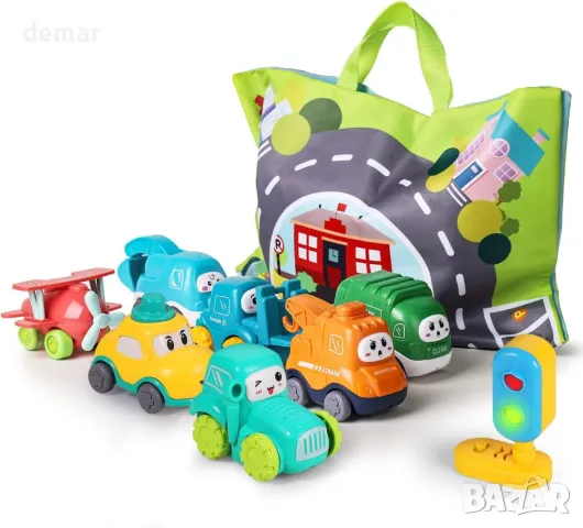 7 превозни средства с карта и светофар, за деца 1-2 години