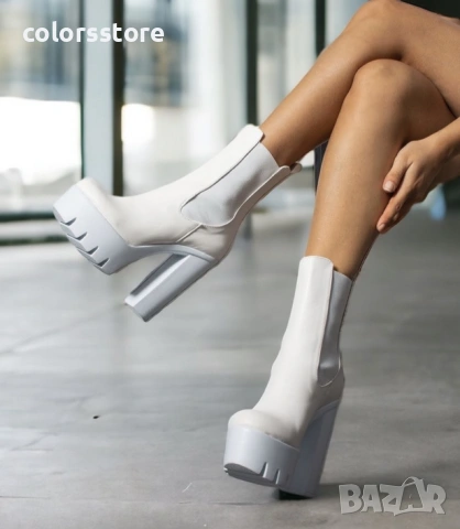 Боти на ток - бяла кожа - NA20