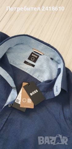 Hugo Boss Slim Fit Stretch Linen Mens Size S ОРИГИНАЛ! НОВО! Мъжка Ленена Риза!, снимка 2 - Ризи - 46102809