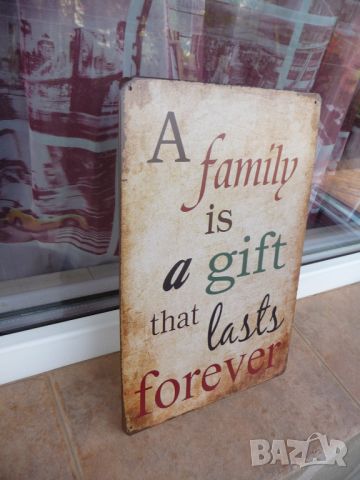 Метална табела надпис послание семейство подарък завинаги , снимка 2 - Декорация за дома - 46096173
