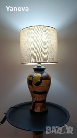 Vintage, немска, настолна лампа, ръчно изработени и оцветена. , снимка 9 - Настолни лампи - 53224515