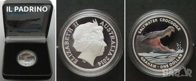 Сребро Соленоводен крокодил Греъм 1 унция OZ