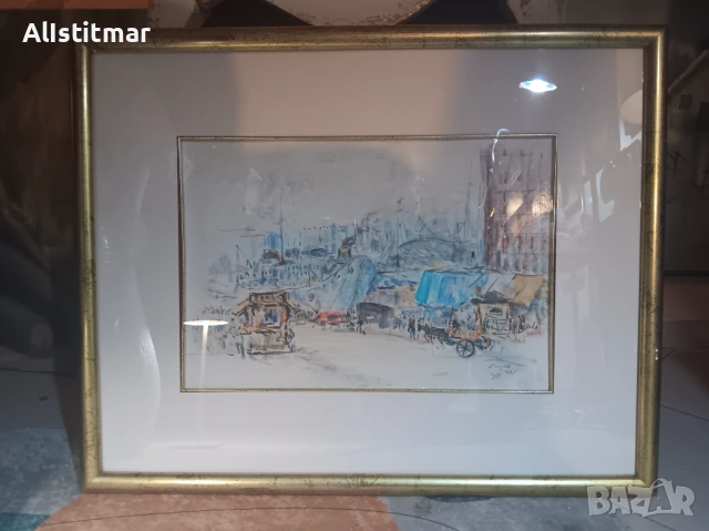 Картина, пастел, 'Пирея', подписана, датирана, снимка 8 - Картини - 53048634