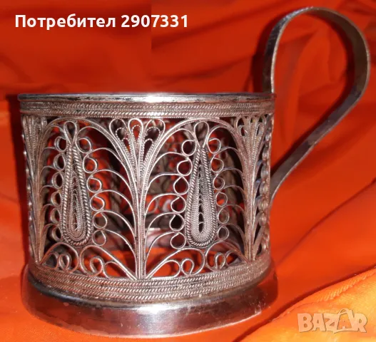 подстакан филигран. ссср. 1950-60, снимка 2 - Чаши - 48082806