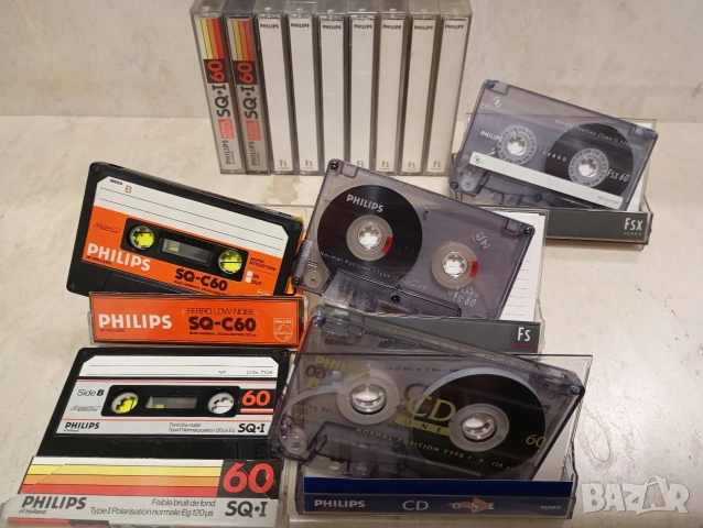 Лот от няколко аудио касети Philips SQ-C 60/ SQ-I 60/ Ferro FS 60/ FSX 60/ CD One 60 нормална лента