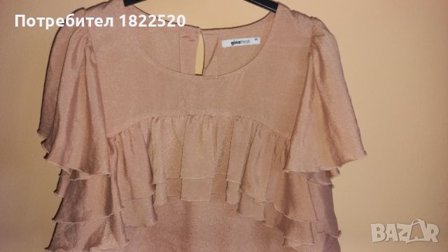 Елегантна Розова блуза с къдрици, снимка 3 - Тениски - 45806342