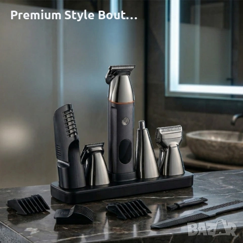Професионален комплект за подстригване 5 в 1 – машинка, тример, бръсначка и приставки за лице и тяло, снимка 8 - Други стоки за дома - 54158731