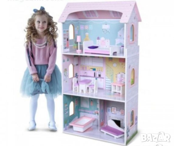 Дървена къща за кукли с обзавеждане ANNA, снимка 1