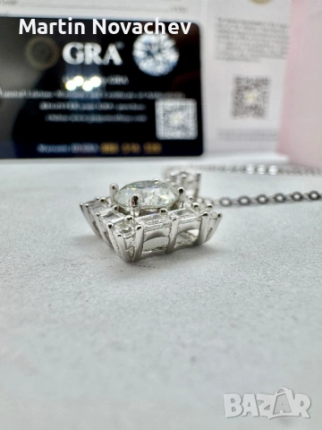 Сребърно колие с мойсанит (Диамант) 1 карат, снимка 8 - Колиета, медальони, синджири - 53424016