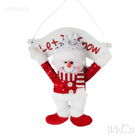 6220 Висяща коледна украса Дядо Коледа Снежен човек Let It Snow, 34 см, снимка 3 - Декорация за дома - 52446971