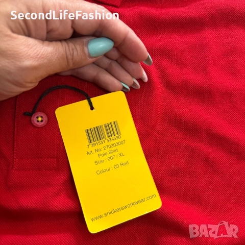 Мъжка поло тениска Snickers Workwear червена нова размер XL, снимка 3 - Тениски - 52270082
