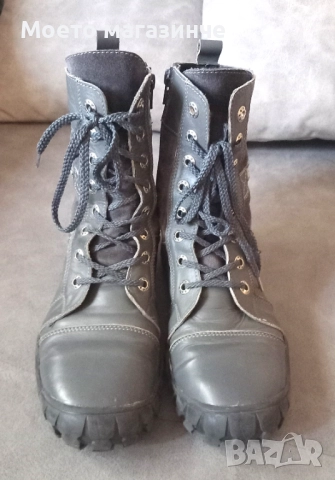 Топли български зимни боти от естествена кожа и велур – № 38, снимка 3 - Детски боти и ботуши - 52071560