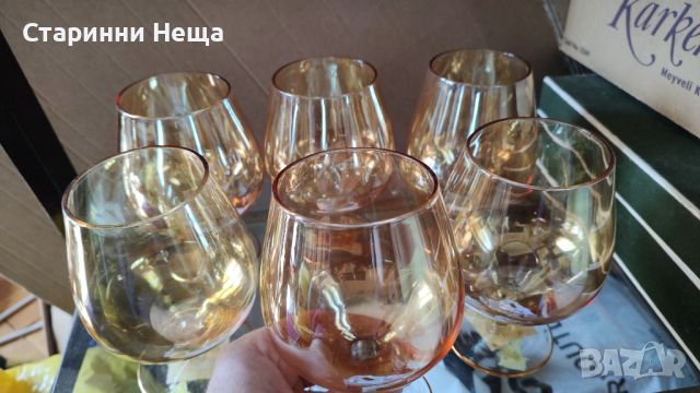 стар български кристал стари кристални чаши вино коняк ром бренди  , снимка 3 - Антикварни и старинни предмети - 45209234
