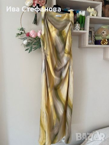 Дълга елегантна жълта ежедневна официална рокля вискоза , снимка 1 - Рокли - 45654338