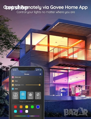 Нова интелигентна RGB LED лента Govee H6110, Wi-Fi, Bluetooth, Музикална синхронизация, Цветна..., снимка 5 - Лед осветление - 51792873
