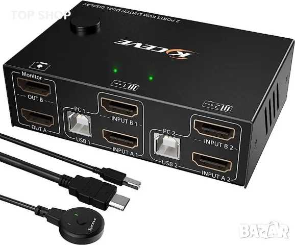 KVM Switch HDMI 2 Port 4K@30Hz Switcher за 2 компютъра, снимка 1 - Друга електроника - 48723896