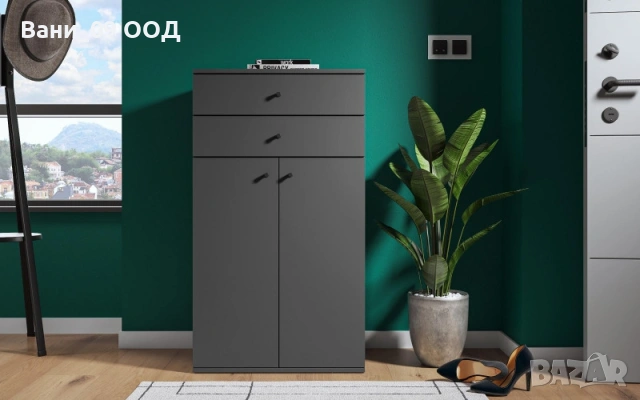 Голям шкаф за обувки с 2 чекмеджета