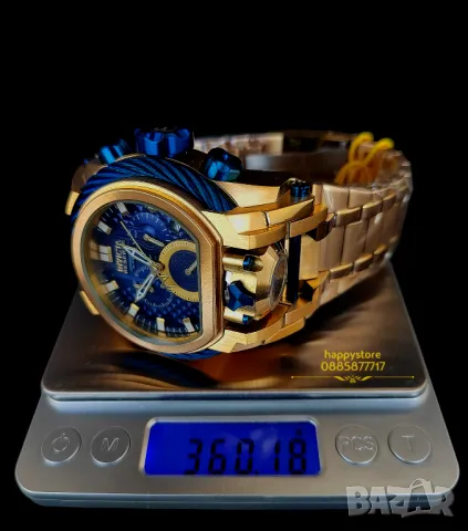 часовник INVICTA Bolt Zeus Magnum Gold/blue 52 mm, Инвикта нов , снимка 6 - Мъжки - 47451359