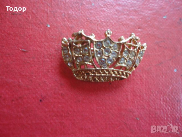 Позлатен нагръден знак значка корона , снимка 2 - Колекции - 46431457