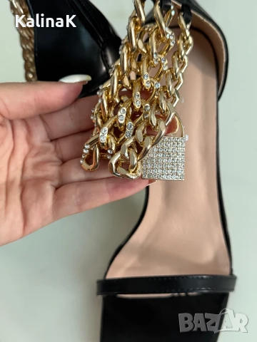 Черни сандали на ток, снимка 2 - Сандали - 51180819