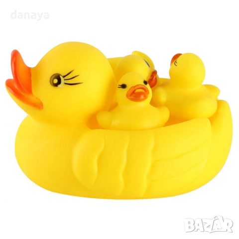 Комплект гумени патета за баня писукащи играчки за къпане, 4 броя