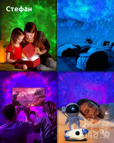 LED проектор, лампа и говорител 3в1, нощна лампа за деца, детска стая, декорация, осветление, снимка 8 - Детски нощни лампи - 45205390
