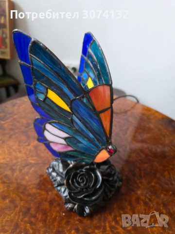 Нощна лампа Тифани ,пеперуда’, снимка 4 - Настолни лампи - 53650298