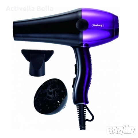 Сешоар Rosberg 2000W с дифузер – Бързо сушене, повече обем и пълен контрол всеки ден, снимка 5 - Сешоари - 52535738