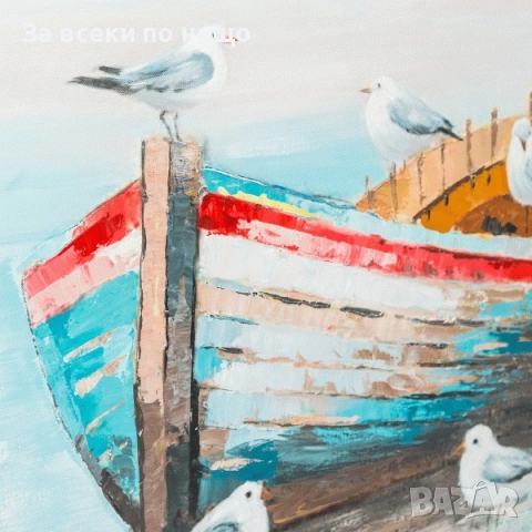 Картина Лодка с гларуси, 80*80см Код P2062, снимка 3 - Картини - 53997601