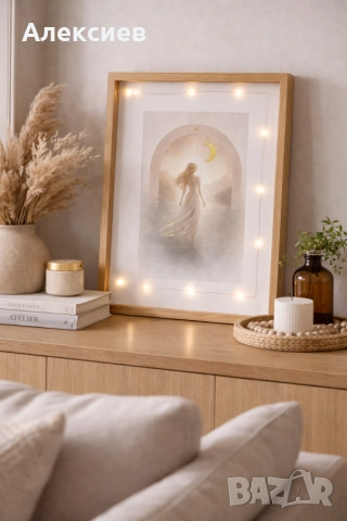 Ръчно изработени картини с лампички – Колекция „12 Луни“, снимка 9 - Картини - 53035553