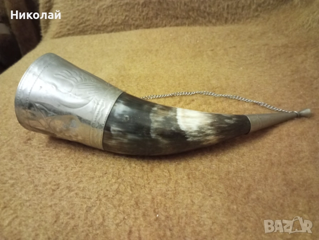 Ловен биволски рог , бокал, снимка 4 - Антикварни и старинни предмети - 52521072