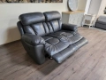 Сив кожен диван двойка с електрически релаксиращ механизъм, снимка 5