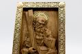 Позлатена релефна икона на Свети Андрей Първозвани от масивен дъб - 9 карата, снимка 6