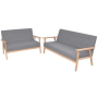 vidaXL Комплект дивани, 2 части, плат, светлосиви（SKU:275178, снимка 1 - Дивани и мека мебел - 45054229