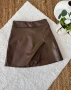 Кафява Дамска Кожена Пола, снимка 1