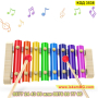 Дървен детски ксилофон с 8 метални пластини - КОД 3538, снимка 2