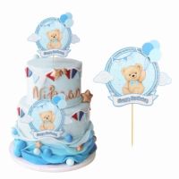 Мече с балони  Happy Birthday бебешки топер украса декор за торта рожден ден парти табела , снимка 4 - Други - 45996787