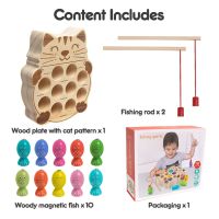 Магнитна игра за риболов дървени Монтесори играчки за магнитен риболов за малки деца обучение, снимка 2 - Образователни игри - 45241705