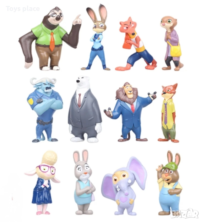 Лот 12 броя фигурки Зоотрополис подходящи за торта Zootropolis, снимка 1