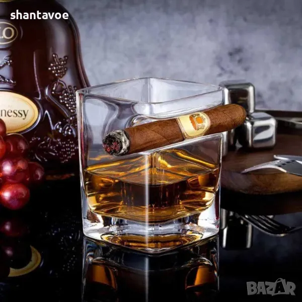 Луксозна чаша за уиски с място за пура, снимка 1