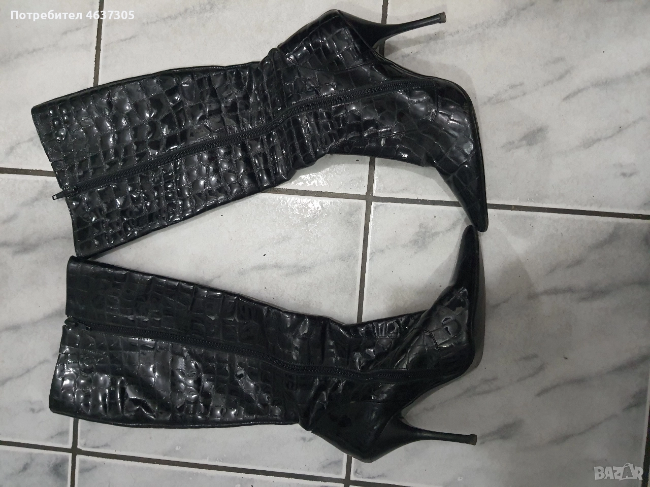 маркови лачени черни ботуши, снимка 1