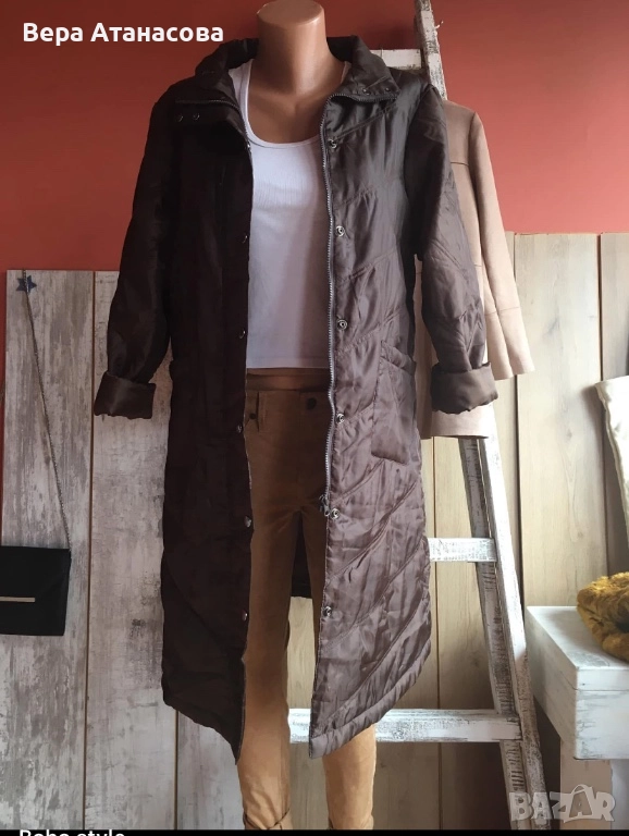 🤎🤎🤎 Олекотено дълго яке в кафяв цвят🥾 м/л💄, снимка 1