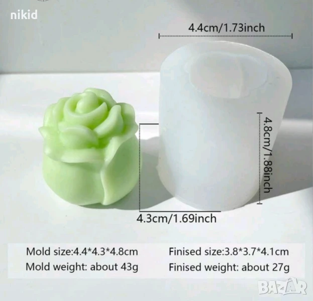 3D Къдрава роза цилиндър силиконов молд форма фондан шоколад гипс смола сапун свещ декор, снимка 1