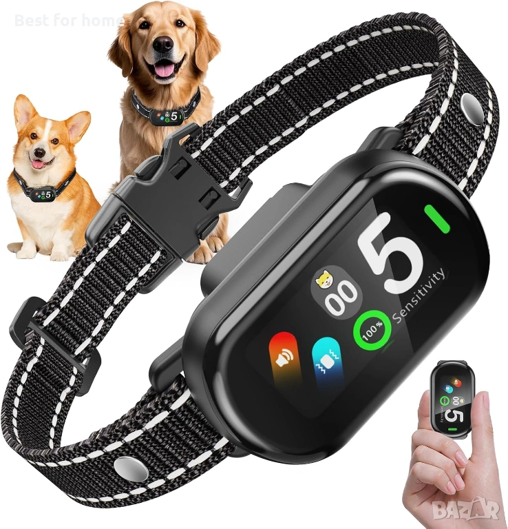 Anti-Bark Collar Large Medium Small Dogs, Training Collar for Dogs 5-100lbs, 5 Levels of Sensitivity, снимка 1