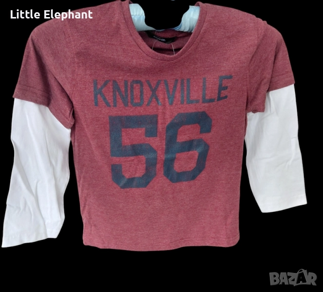Блузка с дълъг ръкав за 7-8 г момченце бургунди,"Knoxville 56",Англия/нова, снимка 1