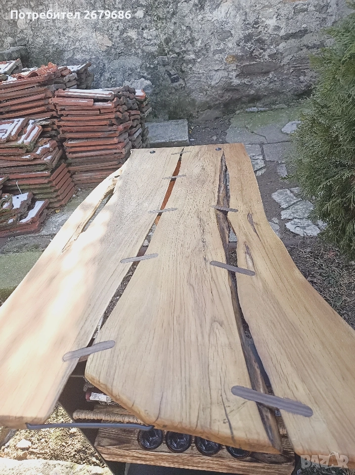 Ръчно изработена холна маса от масивен дъб и круша , снимка 1