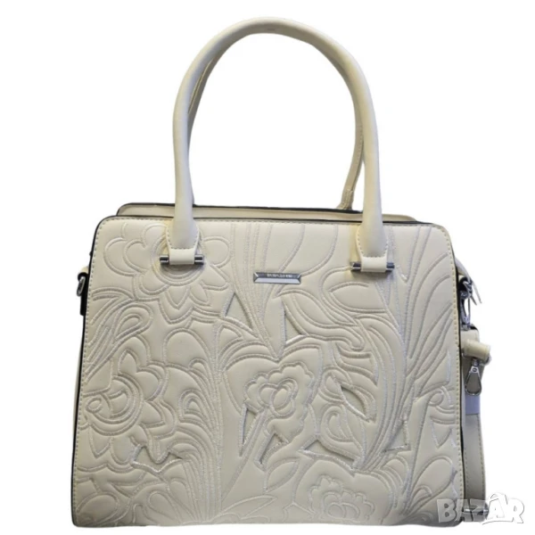 Елегантна дамска чанта с бродирани детайли и много отделения, снимка 1