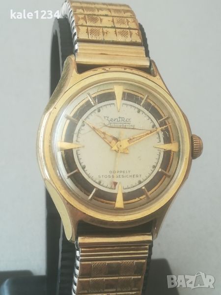 Часовник Zentra. Vintage watch. Germany. Gold plated. Duble. Цялостна позлата. Механичен , снимка 1